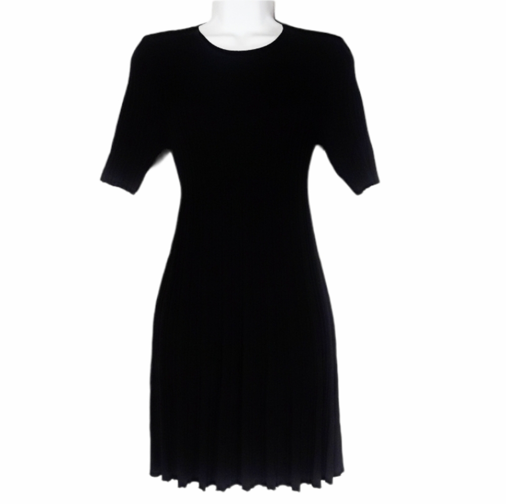 COTTON CANDY LA Black Ribbed Short Sleeve Dress Medium/Large